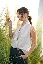 Halter Yaka Keten Top - Görsel 17
