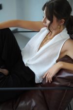 Halter Yaka Keten Top - Görsel 6